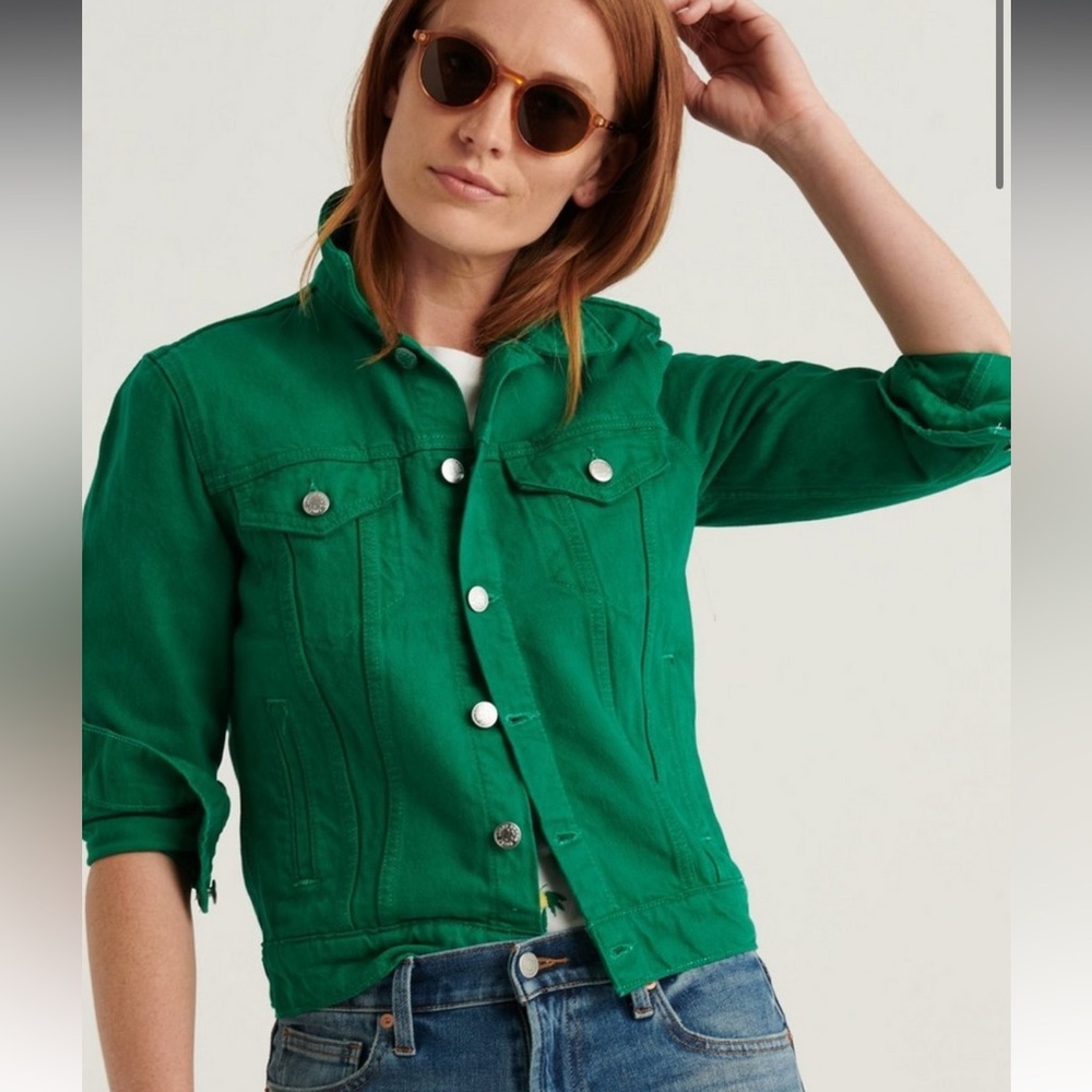 Lucky Brand Emerald Green Tomboy Trucker Denim Jacket XS